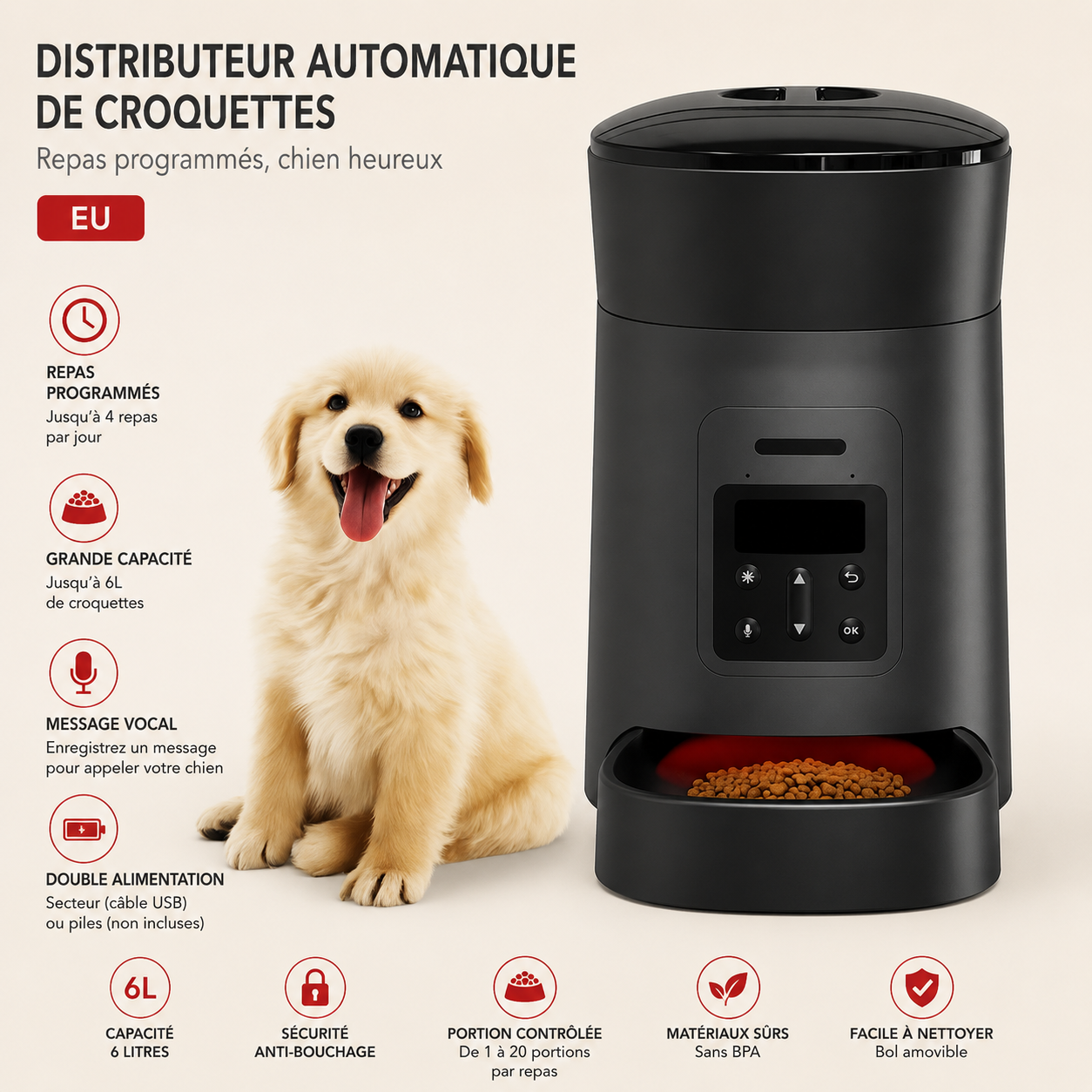 Distributeur Automatique de Croquettes pour Chien & Chat