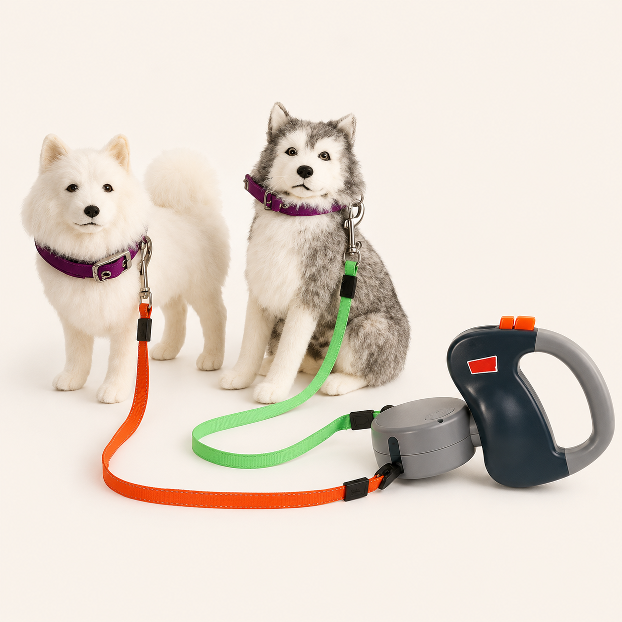 Laisse Double Rétractable Anti-Emmêlement pour Deux Chiens