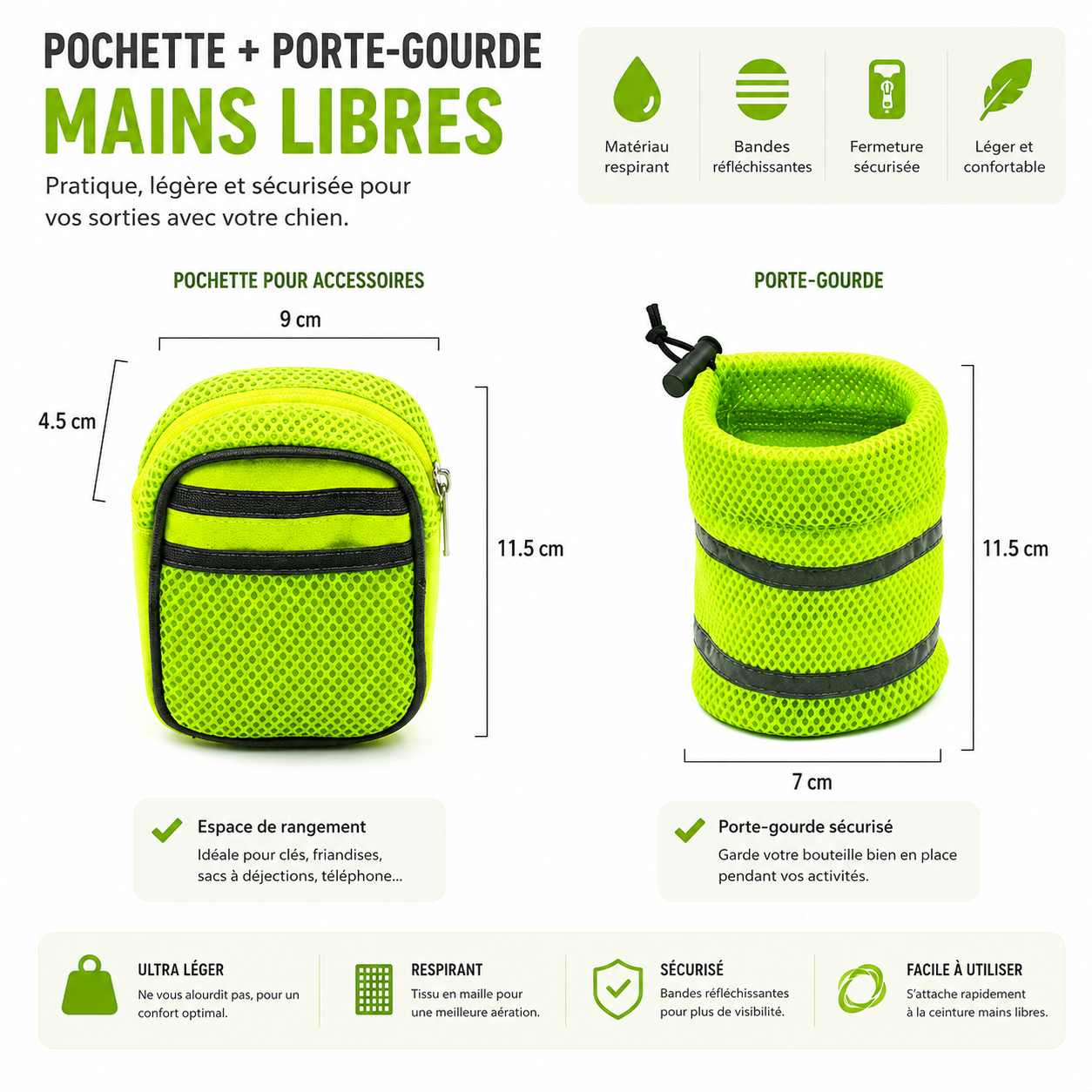 Laisse Mains Libres Réglable pour Chien