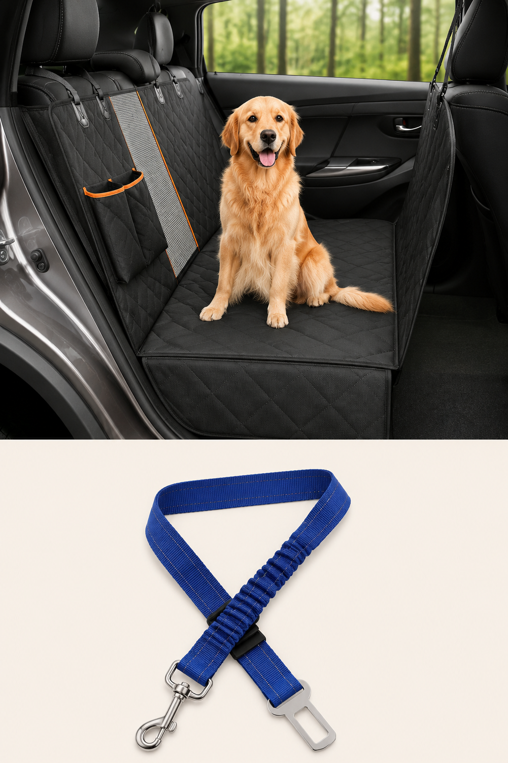 Housse de Siège Arrière pour Chien avec Filet de Vue