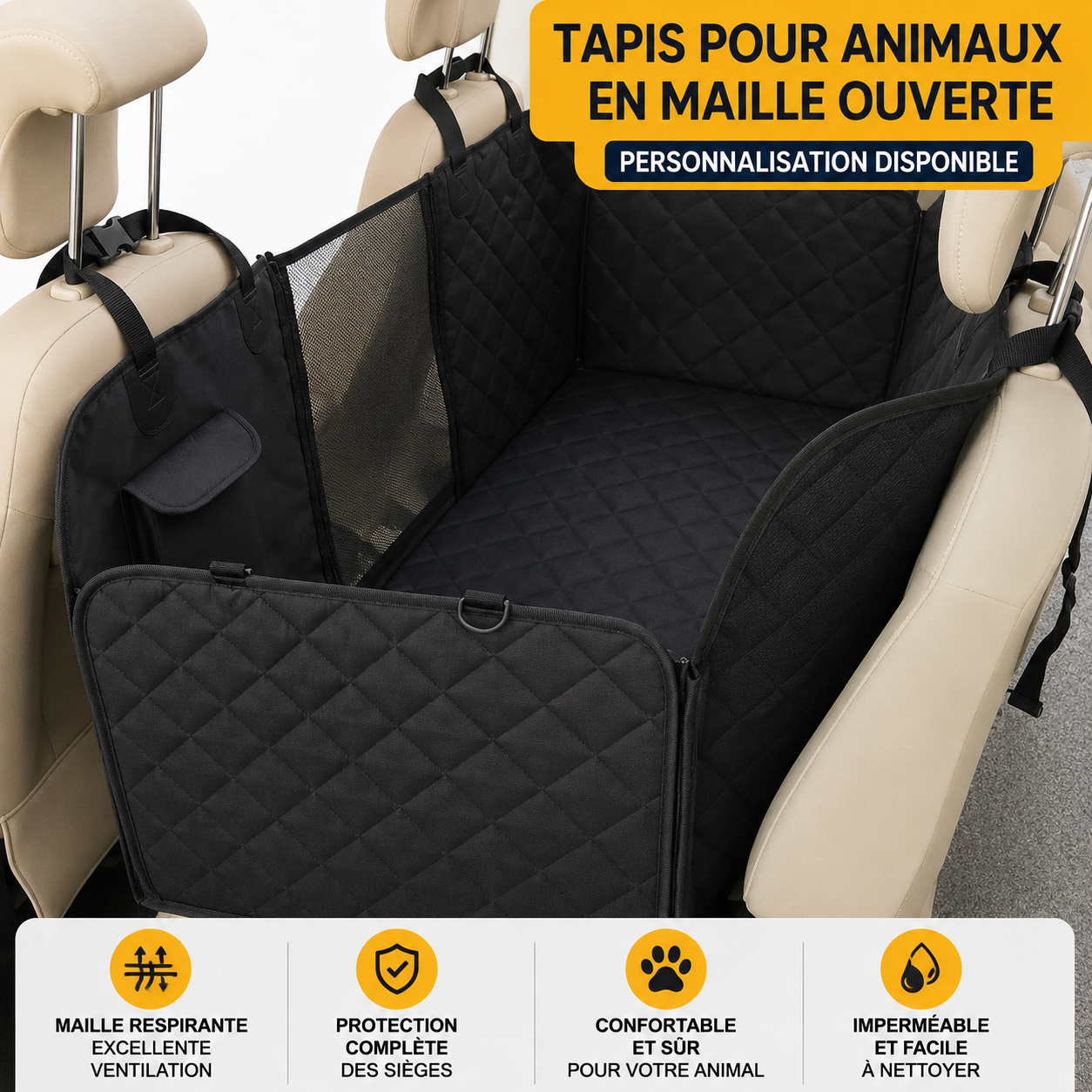 Housse de Siège Arrière de Voiture pour Chien