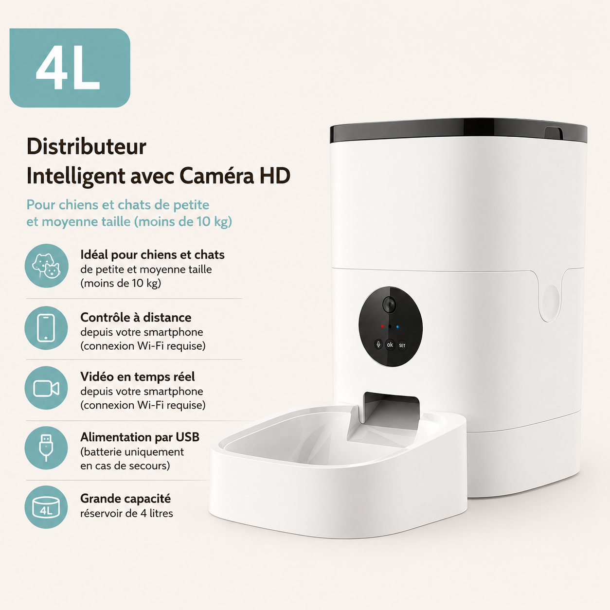 Distributeur Automatique Intelligent Grande Capacité pour Chien & Chat