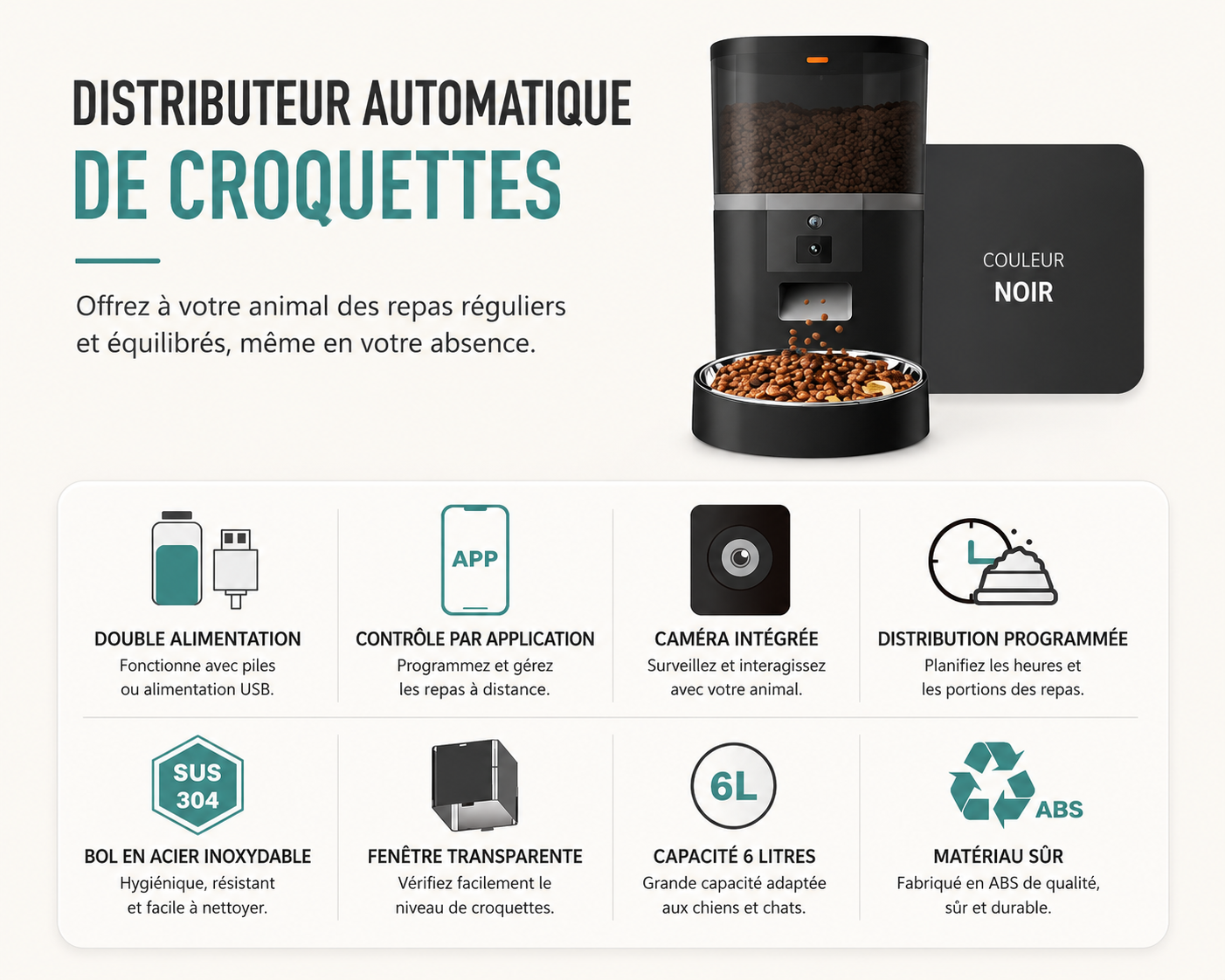 Distributeur Automatique Connecté avec Caméra Orientable pour Chien & Chat