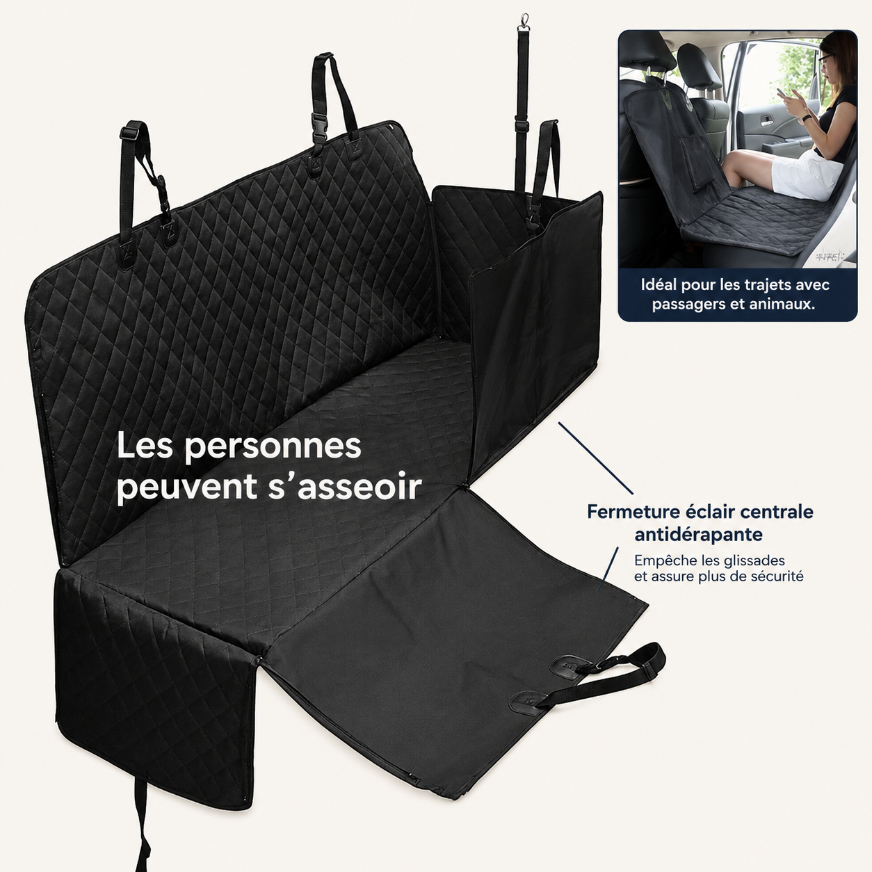 Housse de Siège Arrière de Voiture pour Chien