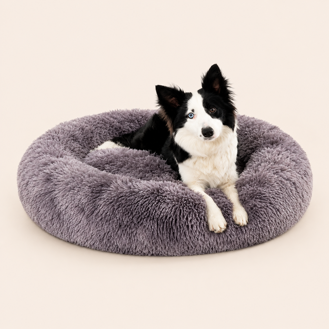Lit Donut Apaisant en Peluche Ultra Douce pour Chiens et Chats