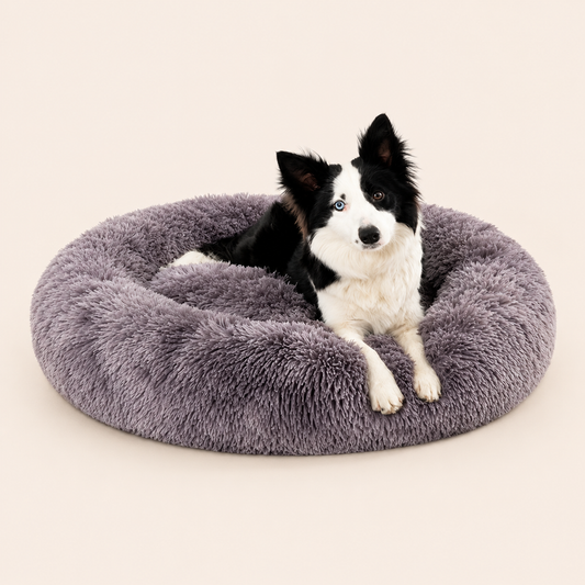 Lit Donut Apaisant en Peluche Ultra Douce pour Chiens et Chats