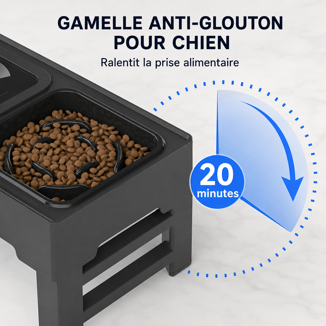 Station de Repas Surélevée Réglable pour Chien