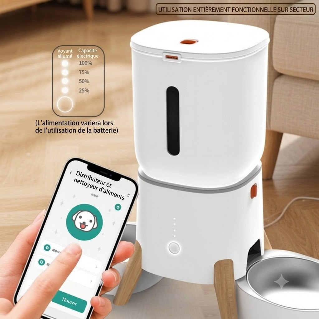 Distributeur Automatique de Croquettes Connecté 5L – Contrôle à Distance par Application
