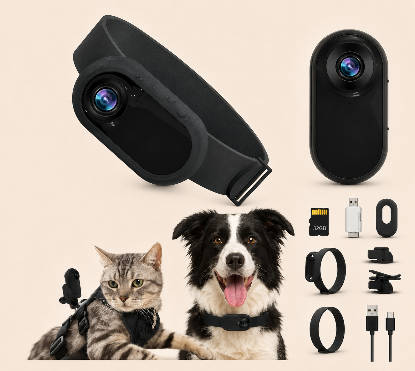 Caméra de Collier pour Chien & Chat